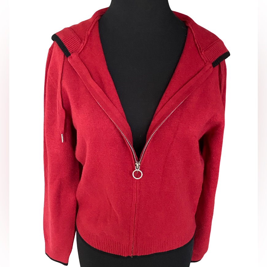 Nwt Savage X Fenty By Rihanna Red Zip-Up Soft Knit Hoodie Size Size Xs